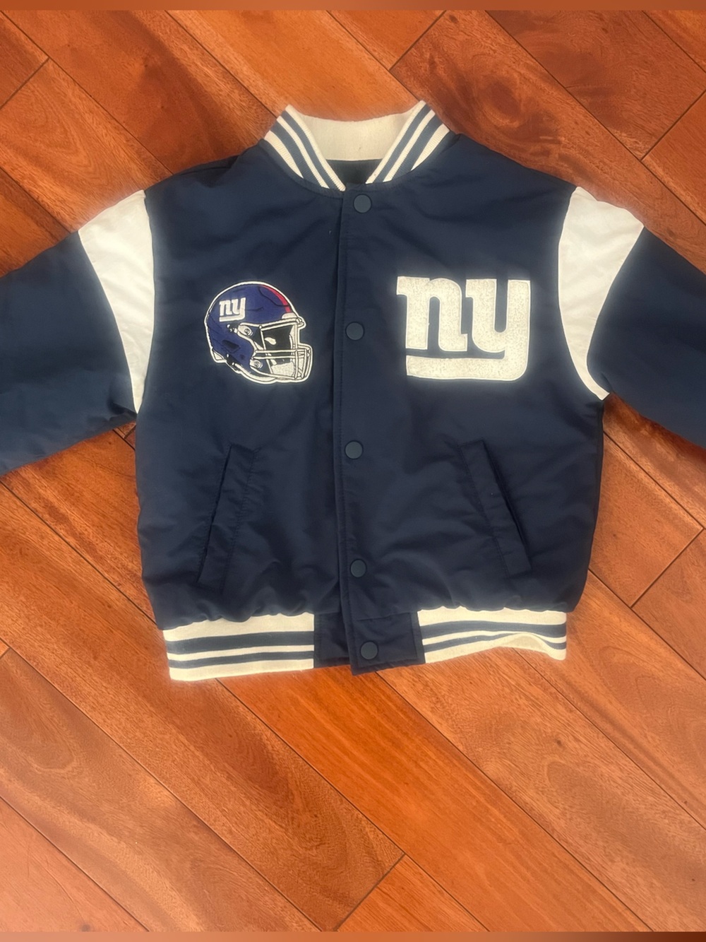 Zara Navy and White Giants Logo-Front Bomber Jacket